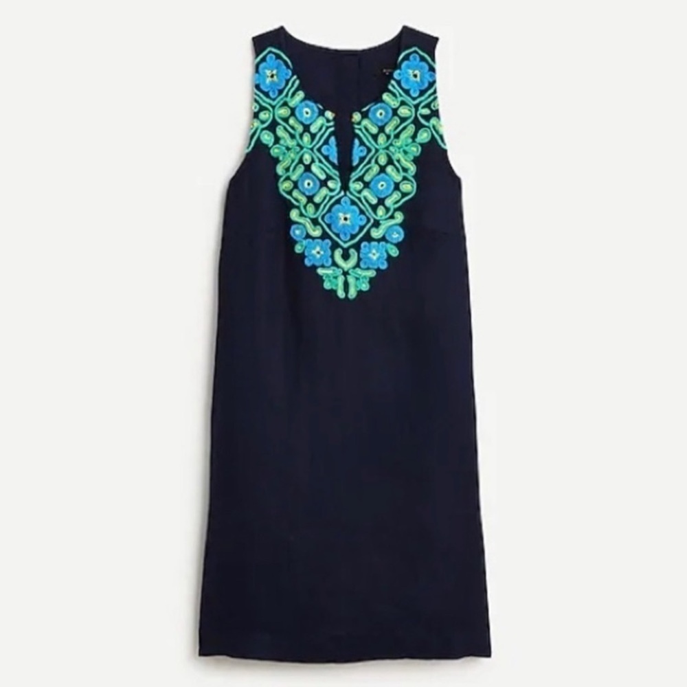 J. Crew Button Back Linen Shift Dress With Pockets Size SP Women